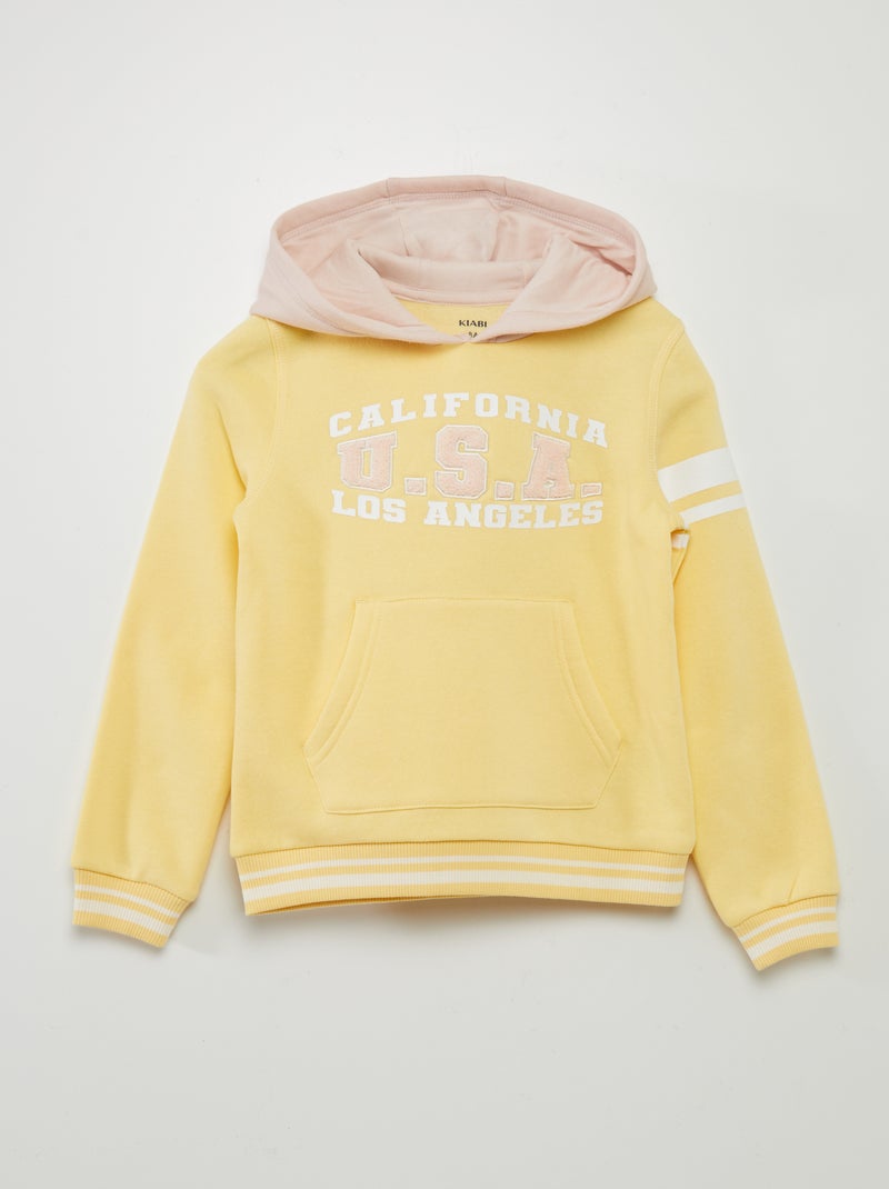 Sweat à capuche bicolore style américain Jaune - Kiabi