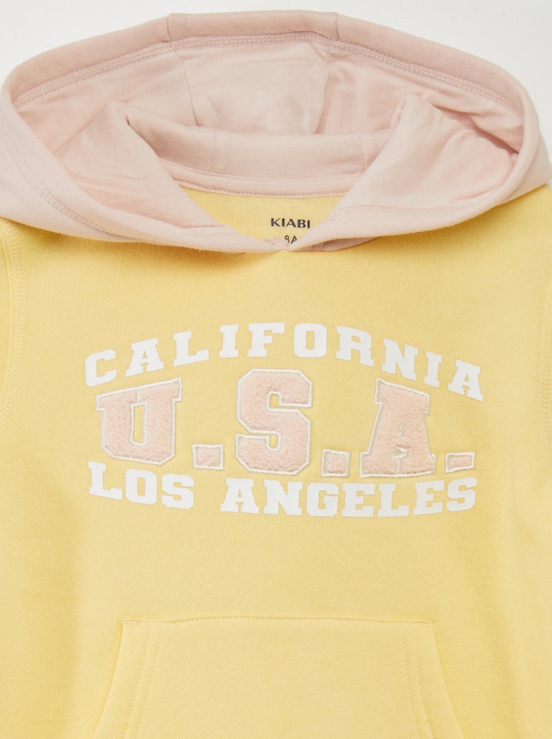 Sweat à capuche bicolore style américain Jaune - Kiabi