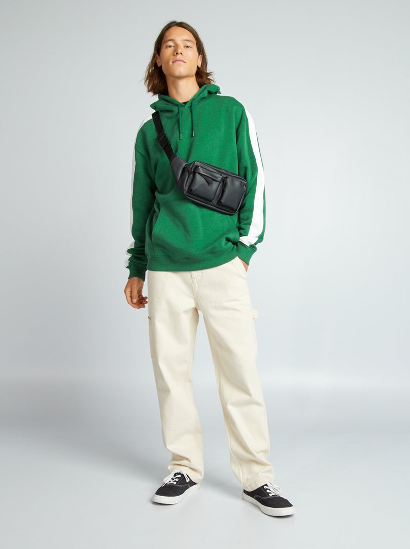 Sweat à capuche bicolore Vert - Kiabi