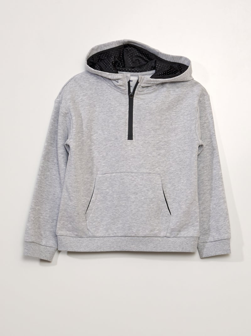 Sweat à capuche col zippé Gris - Kiabi