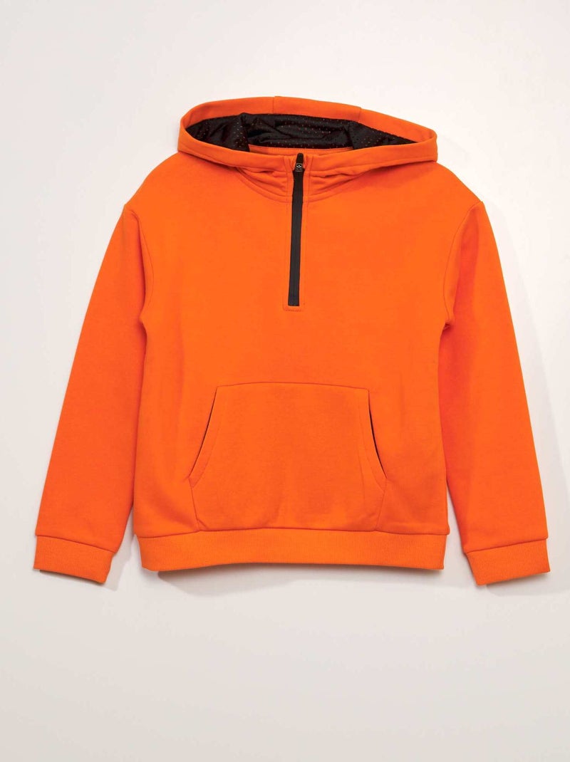 Sweat à capuche col zippé Orange - Kiabi