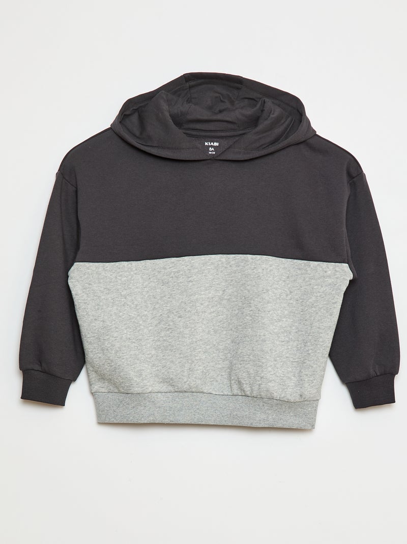 Sweat à capuche color block Gris - Kiabi