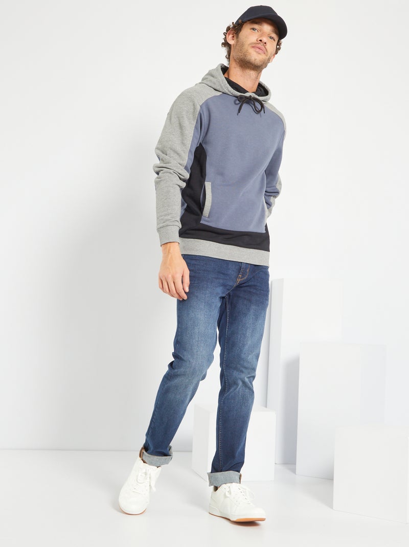Sweat à capuche color-block Gris - Kiabi