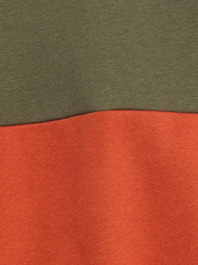 Sweat à capuche color block Kaki - Kiabi