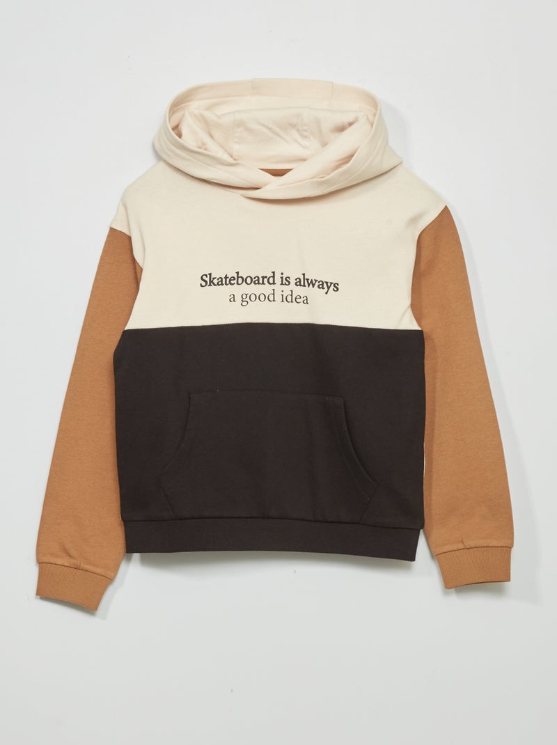 Sweat à capuche colorblock et message fantaisie Blanc - Kiabi