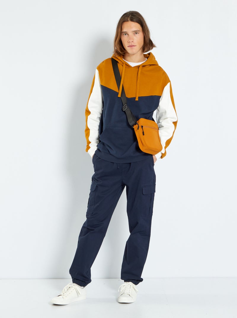 Sweat à capuche 'colorblock' Jaune moutarde - Kiabi