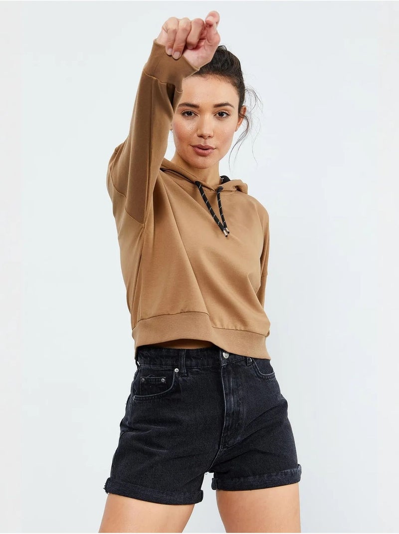 Sweat à capuche coupe décontractée avec lien tommy Camel - Kiabi