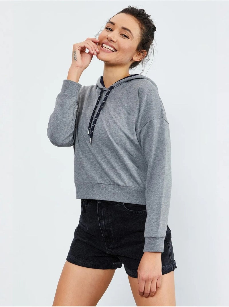 Sweat à capuche coupe décontractée avec lien tommy Gris - Kiabi