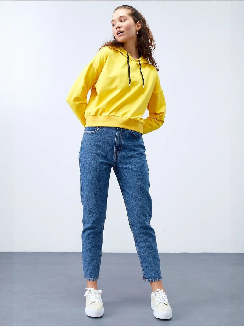 Sweat à capuche coupe décontractée avec lien tommy Jaune citron - Kiabi