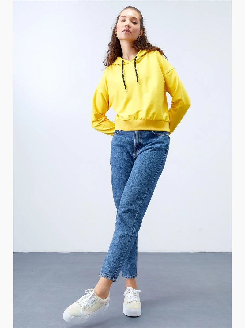 Sweat à capuche coupe décontractée avec lien tommy Jaune citron - Kiabi