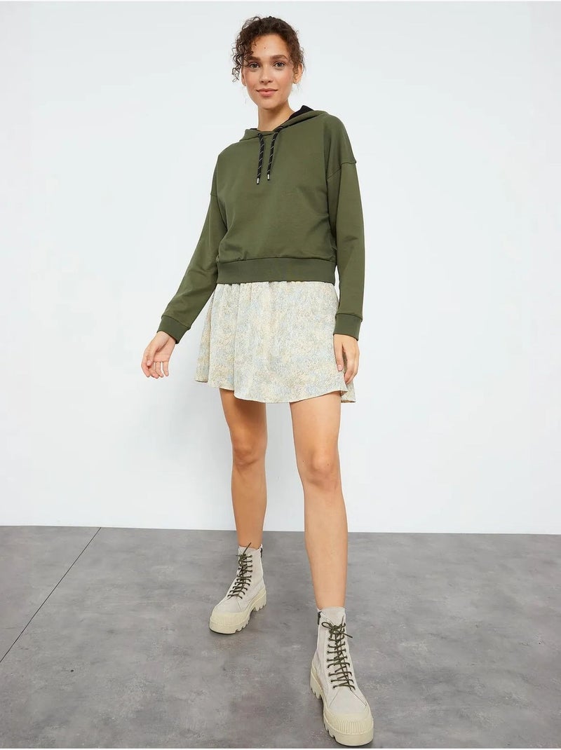 Sweat à capuche coupe décontractée avec lien tommy Kaki - Kiabi