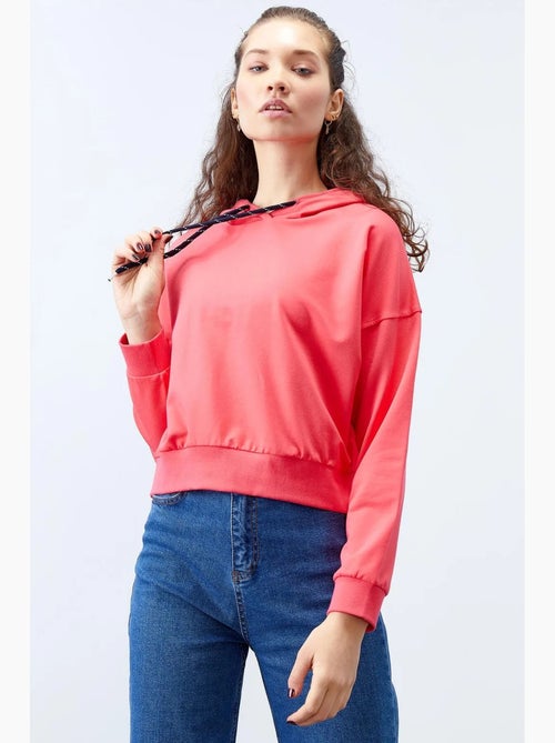 Sweat à capuche coupe décontractée avec lien tommy - Kiabi