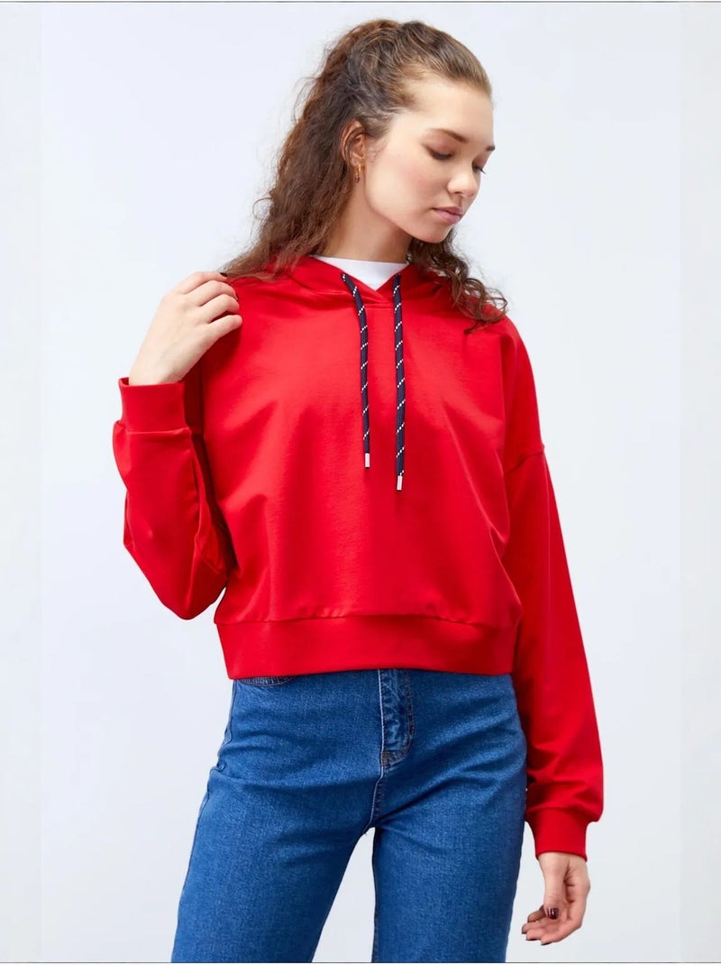 Sweat à capuche coupe décontractée avec lien tommy Rouge - Kiabi
