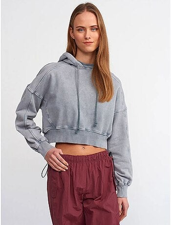 Sweat à capuche court oversize femme dilvin