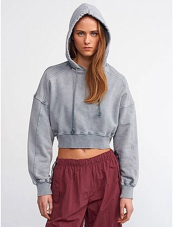 Sweat à capuche court oversize femme dilvin