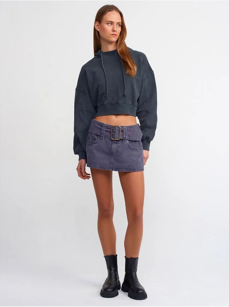 Sweat À Capuche Court Oversize Femme gris anthracite - Kiabi