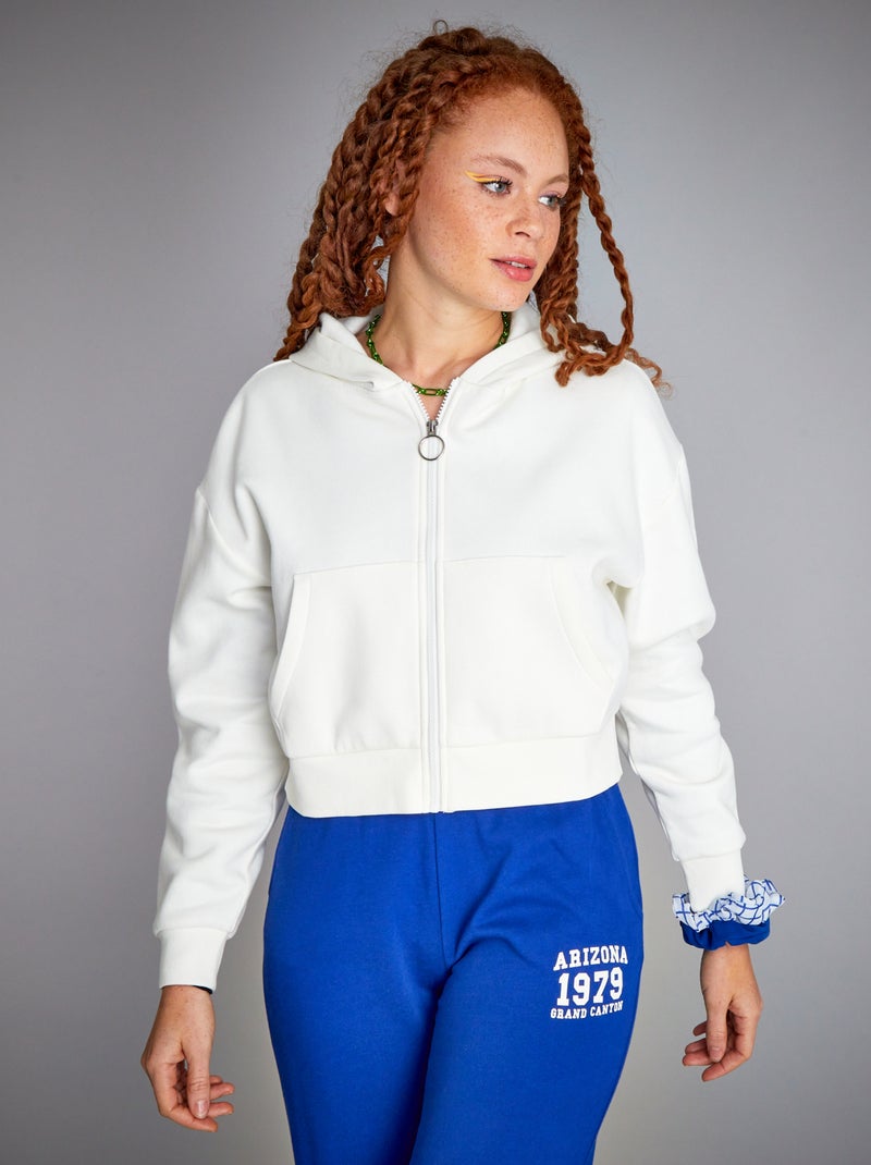 Sweat à capuche crop top Blanc crème - Kiabi