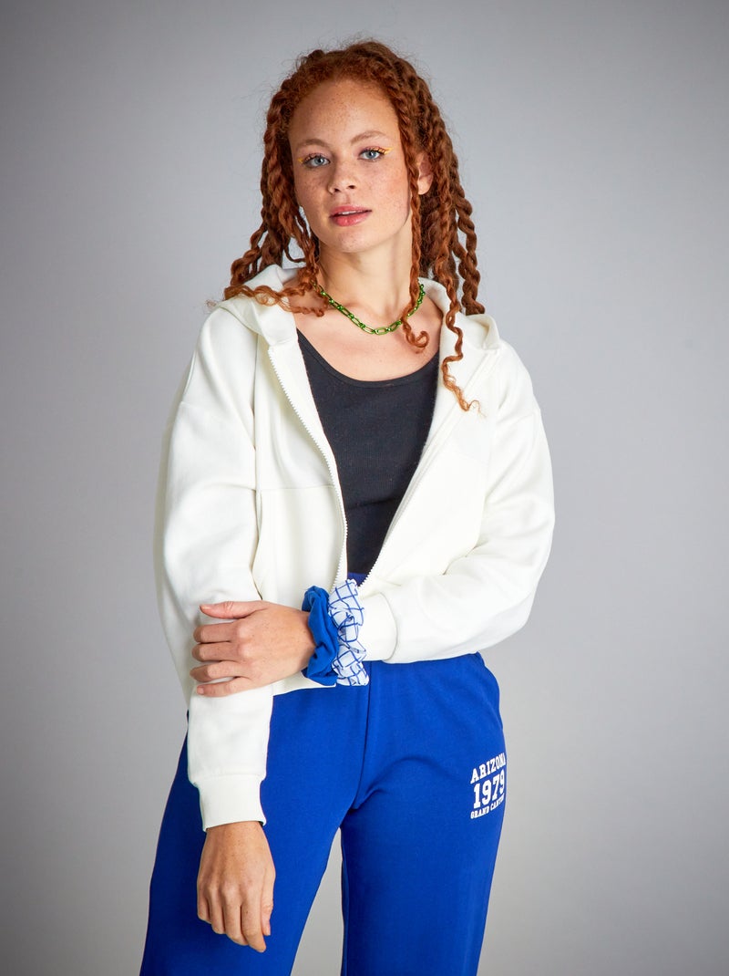 Sweat à capuche crop top Blanc crème - Kiabi
