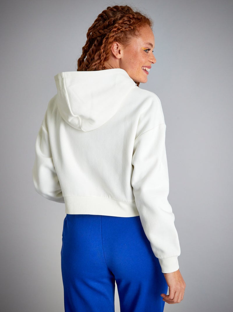 Sweat à capuche crop top Blanc crème - Kiabi