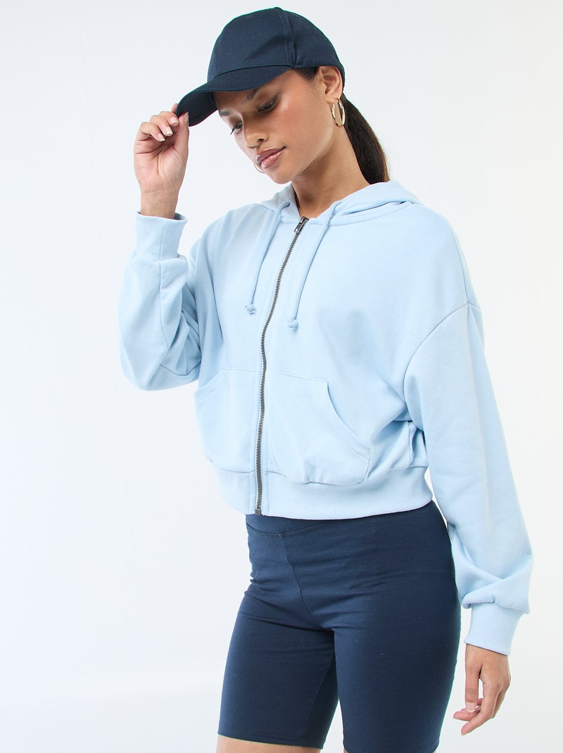 Sweat à capuche crop top Bleu - Kiabi