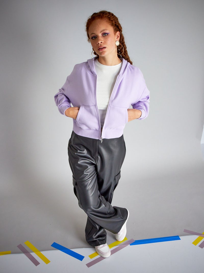 Sweat à capuche crop top mauve lilas - Kiabi