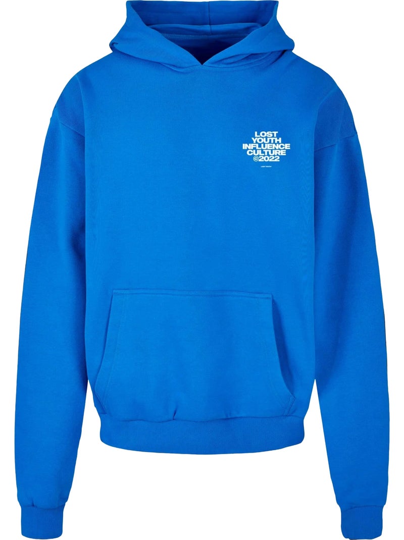 Sweat à capuche culture - lost youth Bleu cobalt - Kiabi