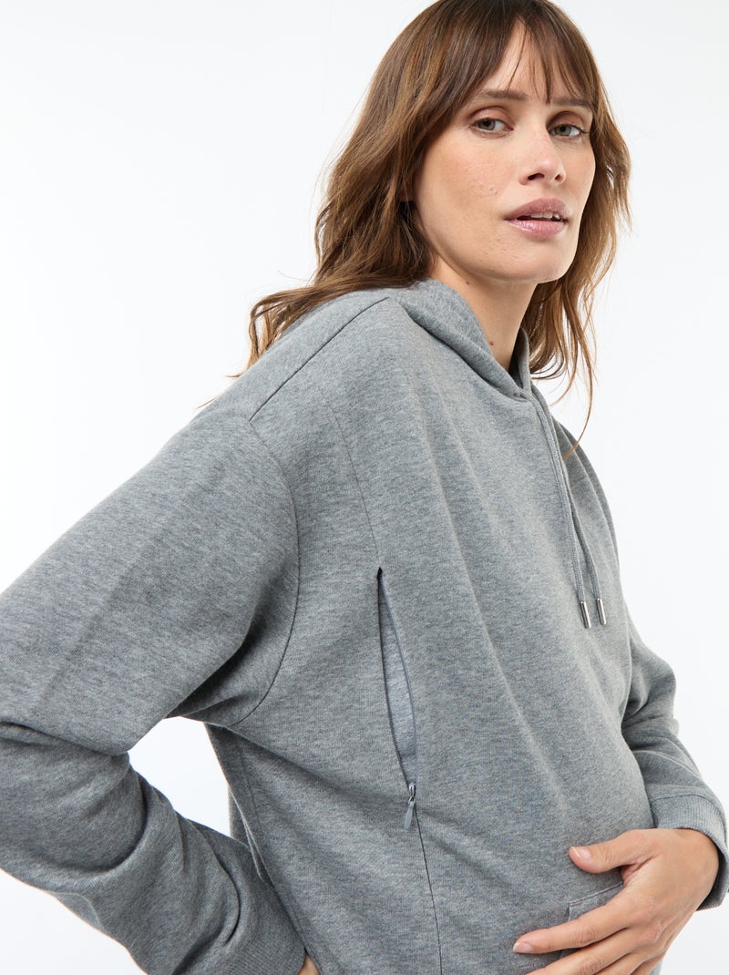 Sweat à capuche d'allaitement Gris - Kiabi