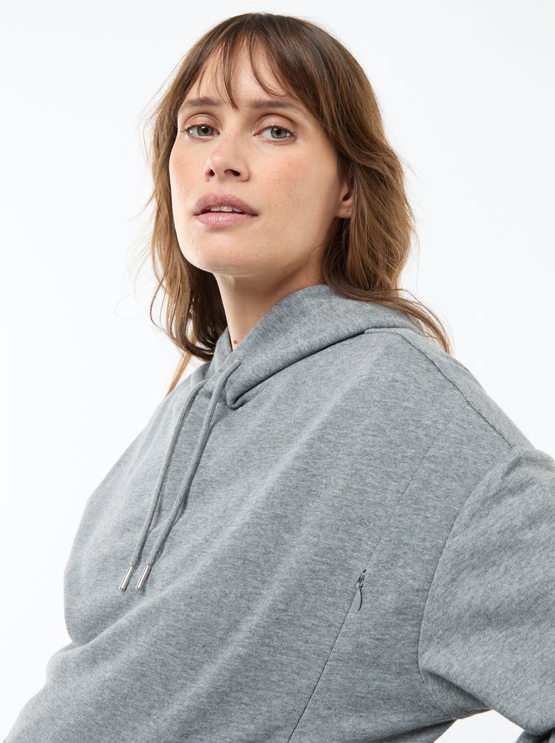 Sweat à capuche d'allaitement Gris - Kiabi