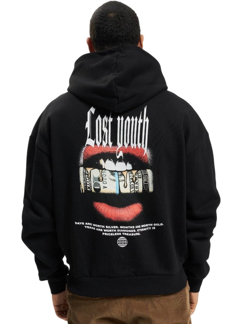 Sweat à capuche dollar - lost youth Noir - Kiabi