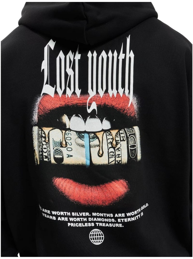 Sweat à capuche dollar - lost youth Noir - Kiabi