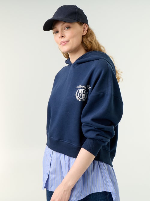 Sweat à capuche effet 2 en 1 base chemise - Kiabi Sweat à capuche effet 2 en 1 base chemise - Kiabi