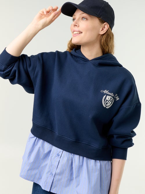 Sweat à capuche effet 2 en 1 base chemise - Kiabi Sweat à capuche effet 2 en 1 base chemise - Kiabi