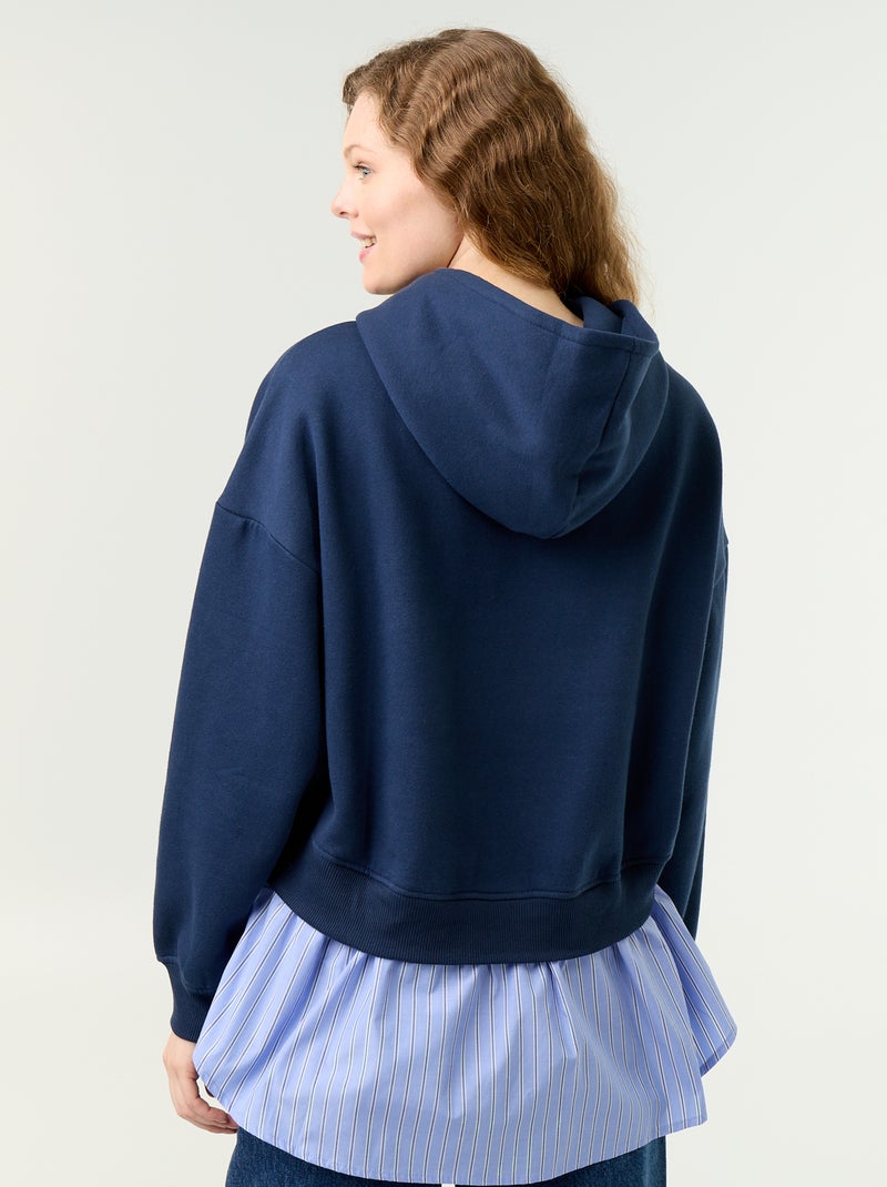 Sweat à capuche effet 2 en 1 base chemise Bleu - Kiabi