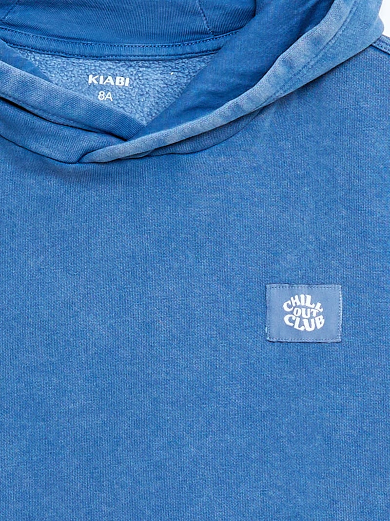 Sweat à capuche effet délavé Bleu - Kiabi