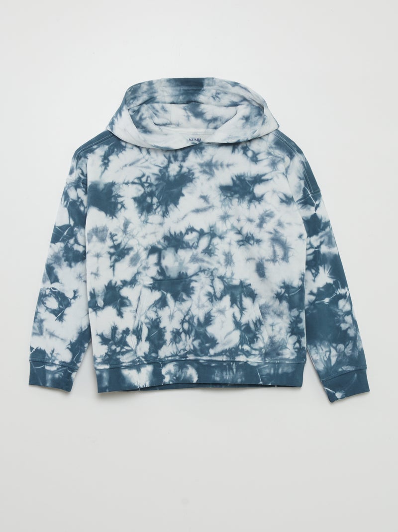 Sweat à capuche effet tie and dye BLEU - Kiabi