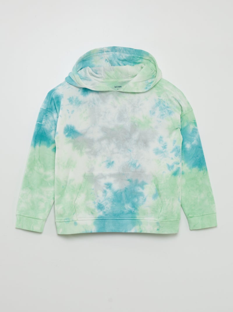 Sweat à capuche effet tie and dye VERT - Kiabi