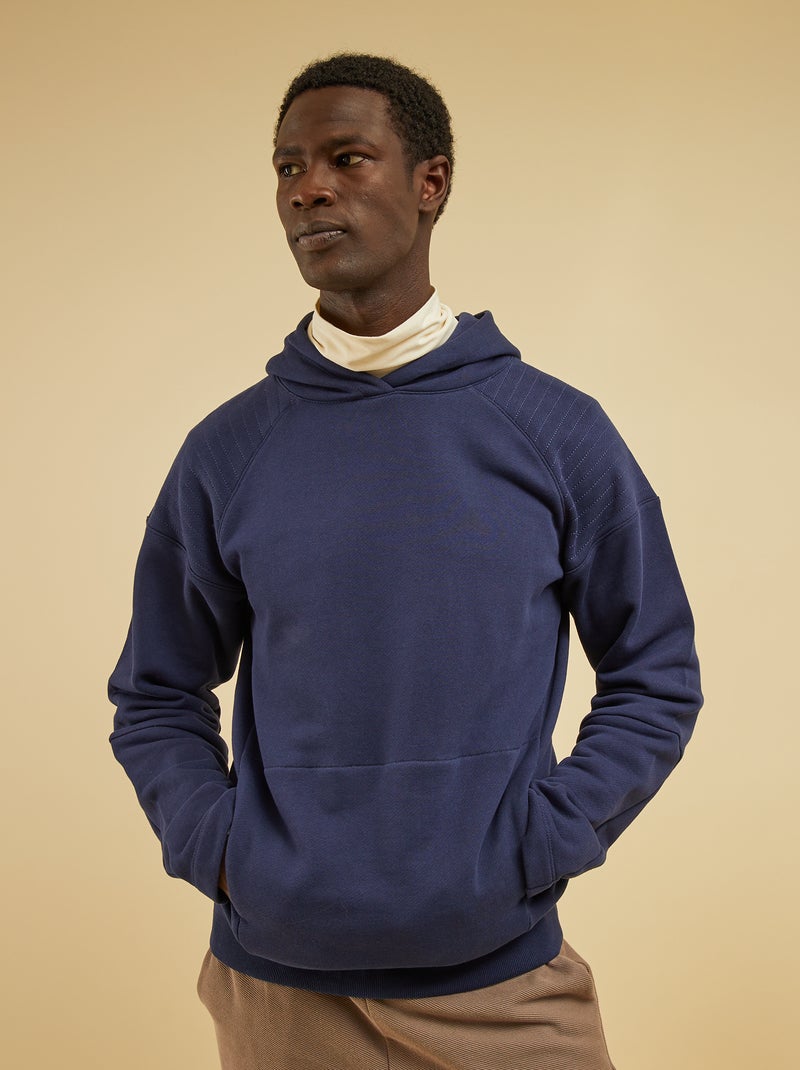 Sweat à capuche en coton bleu noir - Kiabi