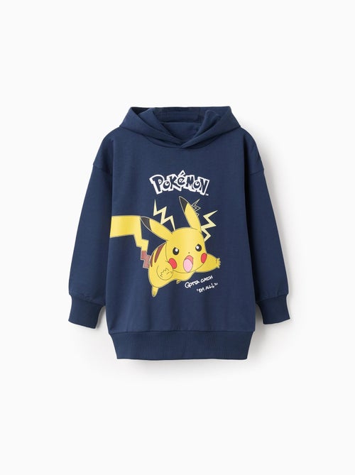 Sweat à capuche en coton peigné avec imprimé Pikachu - Kiabi