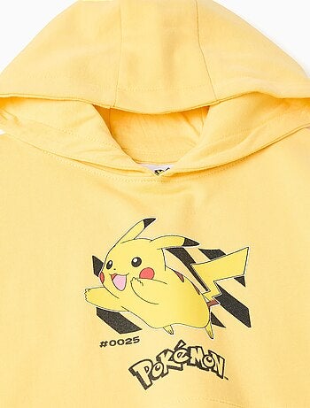 Sweat à capuche en coton peigné avec imprimé Pikachu