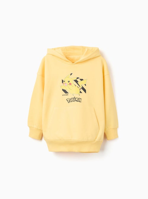 Sweat à capuche en coton peigné avec imprimé Pikachu - Kiabi