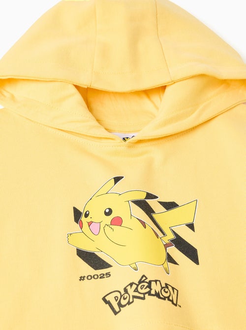 Sweat à capuche en coton peigné avec imprimé Pikachu - Kiabi