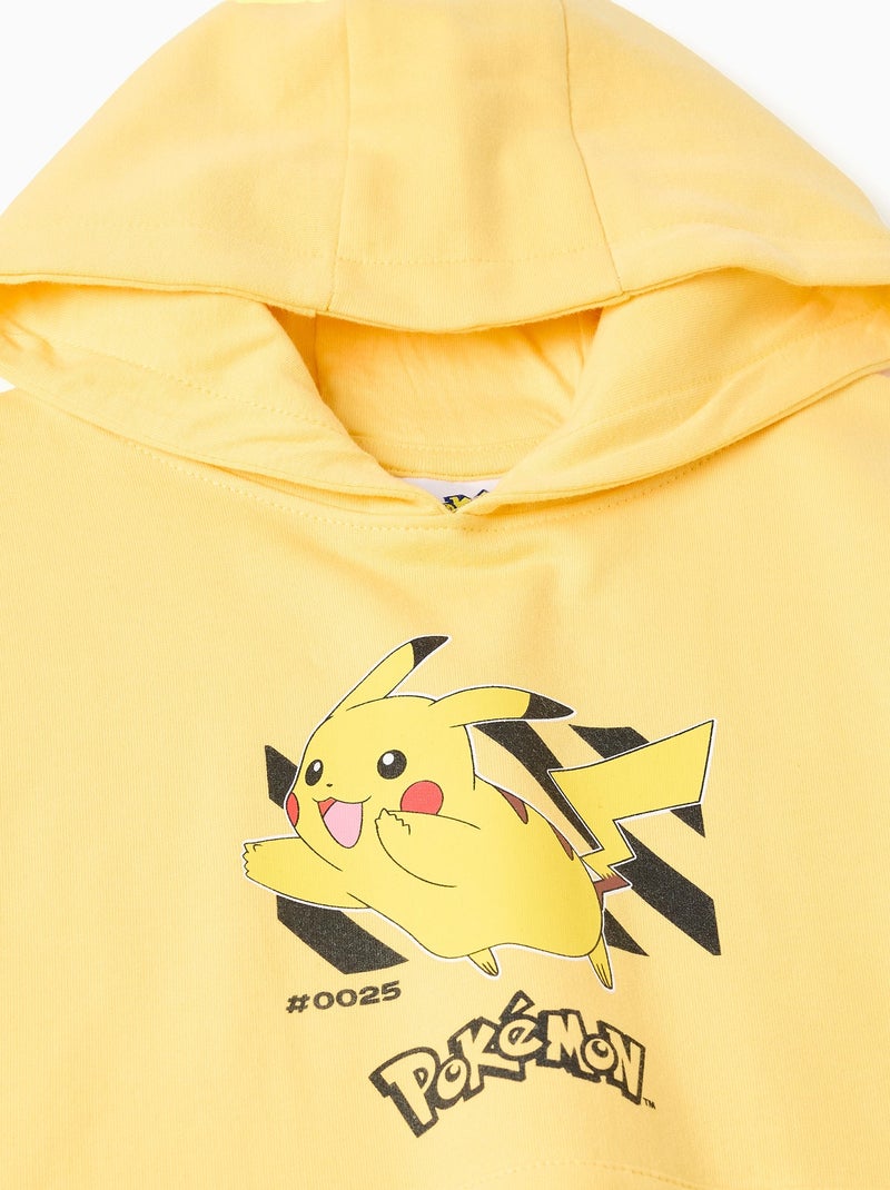 Sweat à capuche en coton peigné avec imprimé Pikachu Jaune - Kiabi