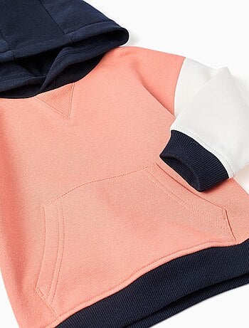 Sweat à Capuche en coton polyester peigné Colorblock