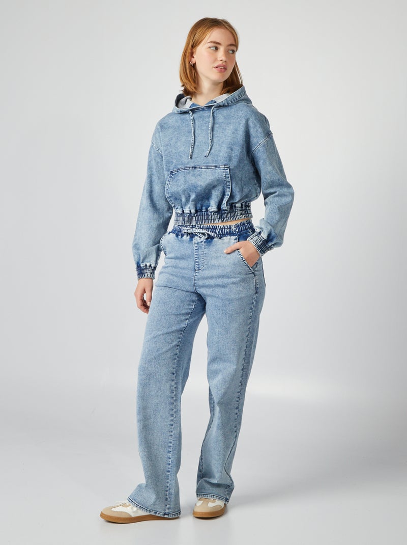 Sweat à capuche en denim Stone - Kiabi