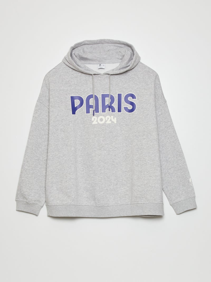 Sweat à capuche en en molleton - Paris 2024 Gris - Kiabi