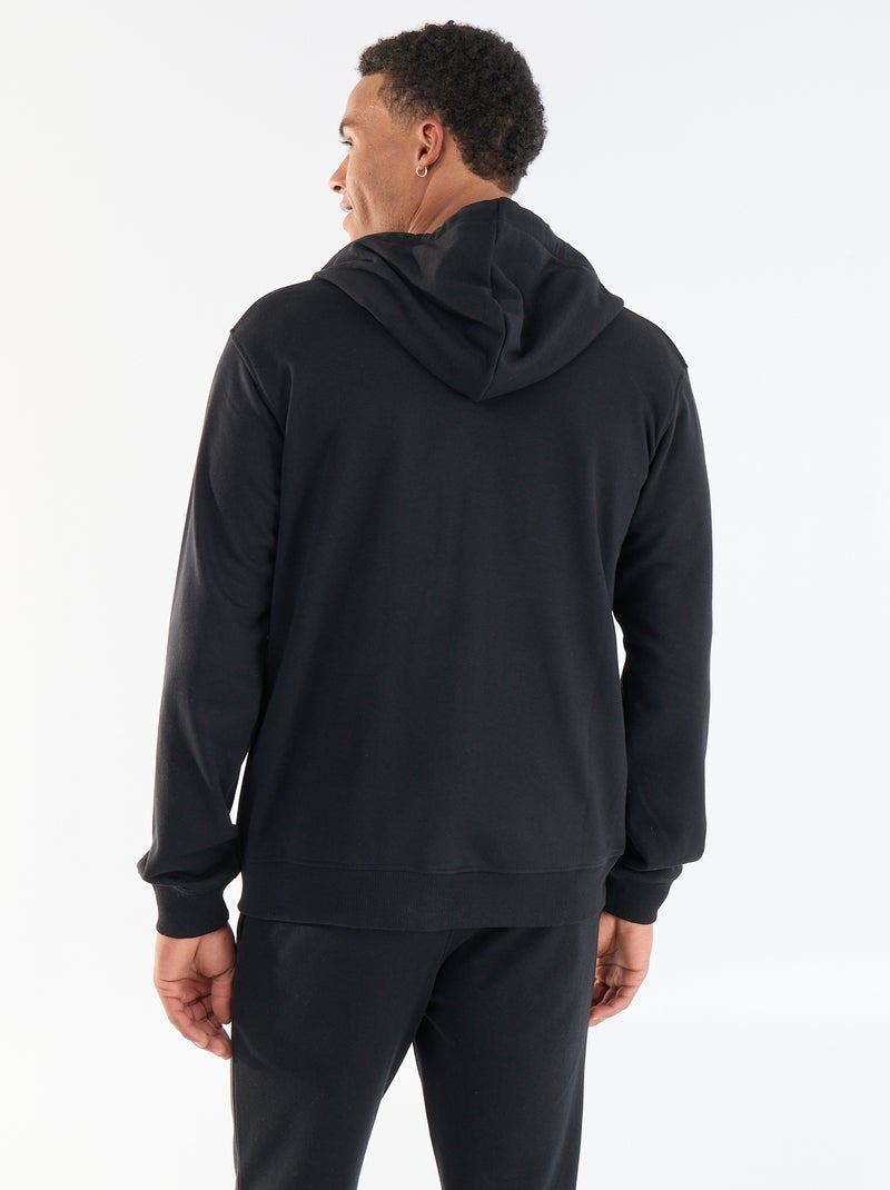 Sweat à capuche en French Terry Noir - Kiabi