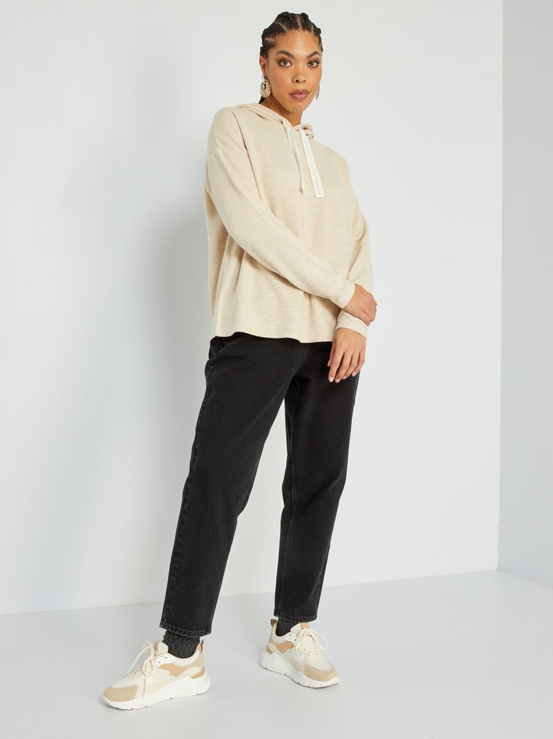 Sweat à capuche en maille Beige - Kiabi