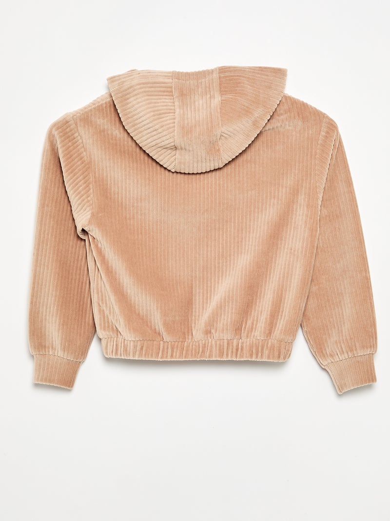Sweat à capuche en maille côtelée Beige - Kiabi
