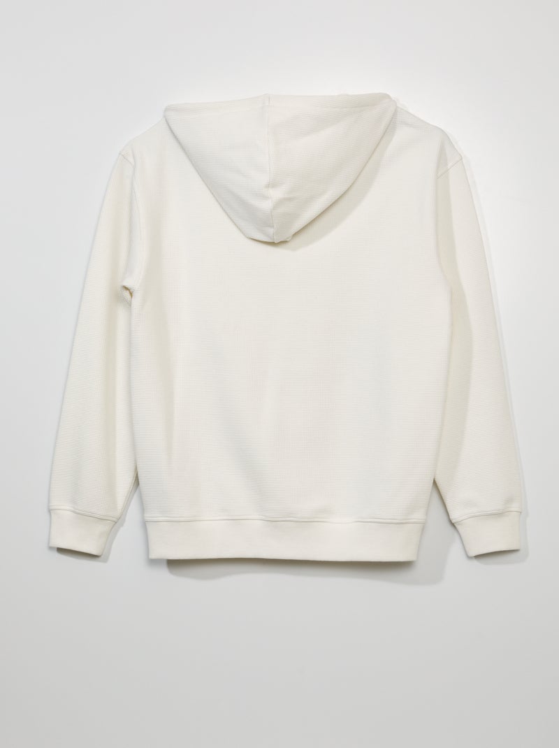 Sweat à capuche en maille gaufrée blanc - Kiabi