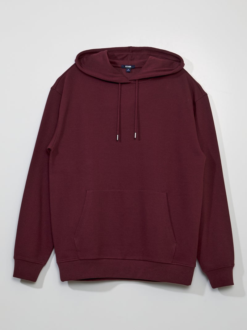 Sweat à capuche en maille gaufrée Rouge - Kiabi